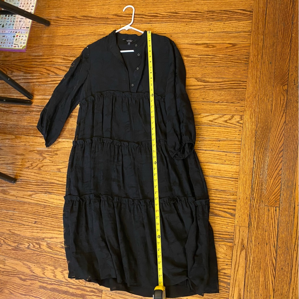 & other stories voluminous puff sleeve tiered midi dress - Picture 9 of 10